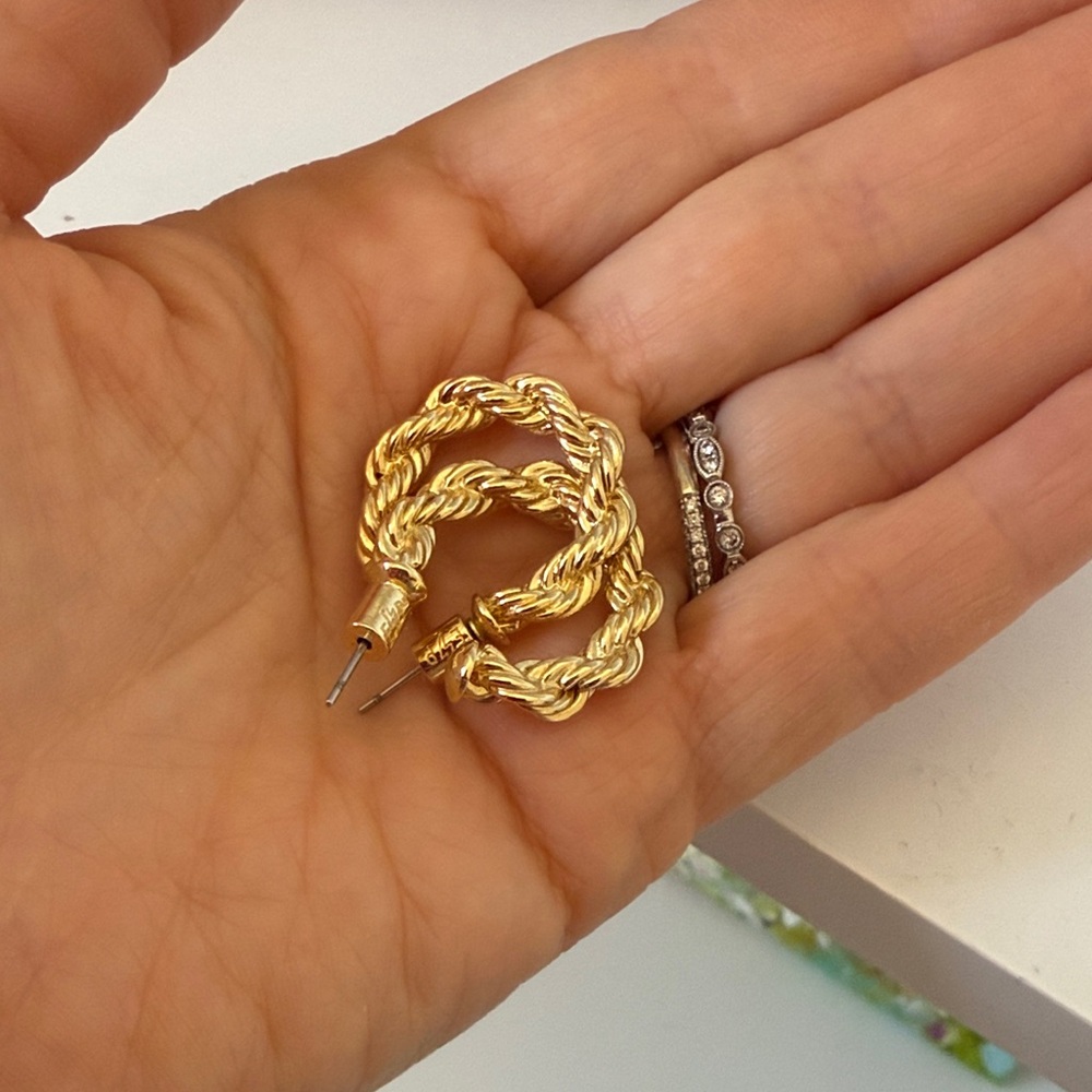 Electric Picks Gold Twisted Hoop Earrings